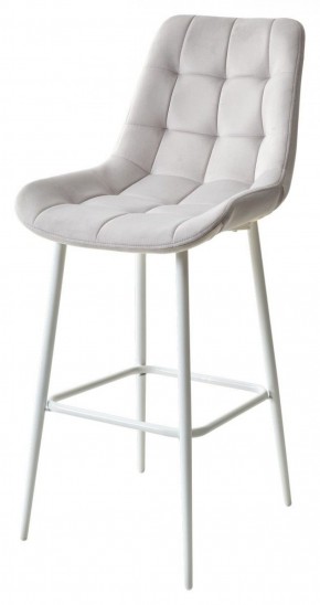 Барный стул ХОФМАН, цвет H-09 Светло-серый, велюр / белый каркас М-City в Елабуге - elabuga.ok-mebel.com | фото 1