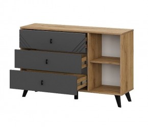 БАЙКАЛ Комод 3 ящика (со створкой) Графит/Дуб золотой в Елабуге - elabuga.ok-mebel.com | фото 4