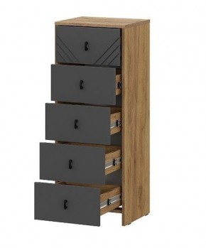 БАЙКАЛ Комод (5 ящиков) Графит/Дуб золотой в Елабуге - elabuga.ok-mebel.com | фото 2