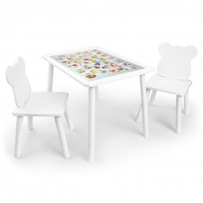 Детский комплект стол и два стула Мишка Rolti Baby с накладкой Алфавит (белая столешница/белое сиденье/белые ножки) в Елабуге - elabuga.ok-mebel.com | фото