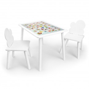 Детский комплект стол и два стула Облачко Rolti Baby с накладкой Алфавит (белая столешница/белое сиденье/белые ножки) в Елабуге - elabuga.ok-mebel.com | фото