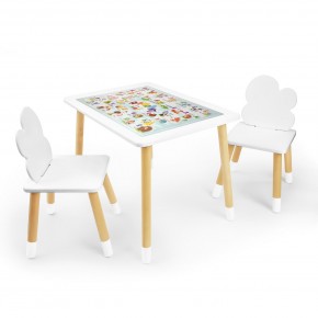 Детский комплект стол и два стула Облачко Rolti Baby с накладкой Алфавит (белая столешница/белое сиденье/береза ножки) в Елабуге - elabuga.ok-mebel.com | фото