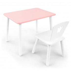 Детский комплект стол и стул «Корона» Rolti Baby (розовый/белый, массив березы/мдф) в Елабуге - elabuga.ok-mebel.com | фото