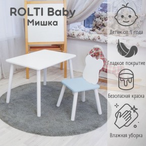 Детский комплект стол и стул «Мишка» Rolti Baby  (голубая столешница/голубое сиденье/белые ножки) в Елабуге - elabuga.ok-mebel.com | фото 1