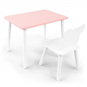 Детский комплект стол и стул «Мишка» Rolti Baby (розовый/белый, массив березы/мдф) в Елабуге - elabuga.ok-mebel.com | фото 1