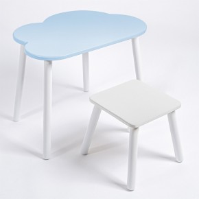 Детский комплект стол ОБЛАЧКО  и табурет Rolti Baby (голубая столешница/белое сиденье/белые ножки) в Елабуге - elabuga.ok-mebel.com | фото 1