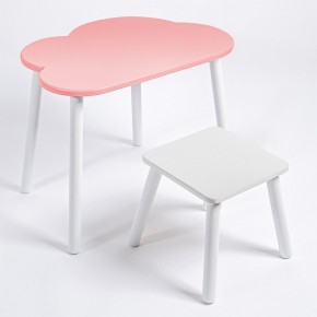 Детский комплект стол ОБЛАЧКО  и табурет Rolti Baby (розовая столешница/белое сиденье/белые ножки) в Елабуге - elabuga.ok-mebel.com | фото 1