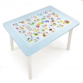 Детский стол с накладкой Алфавит  (Голубой/Белый) в Елабуге - elabuga.ok-mebel.com | фото 1