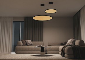 DK6616-BK Подвесной горизонтальный светильник Veil со светодиодом H900 d600 220V 48W 3000-6000K IP20 черный алюминий в Елабуге - elabuga.ok-mebel.com | фото 5