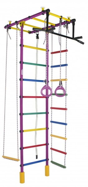 ДСК Атлант цв.фиолетовый радуга: турник, кольца, канат, трапеция, веревочная лестница в Елабуге - elabuga.ok-mebel.com | фото 1