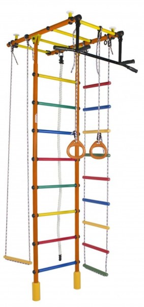 ДСК Атлант оранжевый радуга: турник, кольца, канат, трапеция, веревочная лестница в Елабуге - elabuga.ok-mebel.com | фото 1