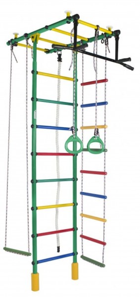 ДСК Атлант цв.зеленый радуга: турник, кольца, канат, трапеция, веревочная лестница в Елабуге - elabuga.ok-mebel.com | фото 1