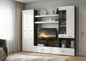 Гостиная Альфа МДФ (Венге/Белый глянец) в Елабуге - elabuga.ok-mebel.com | фото 4