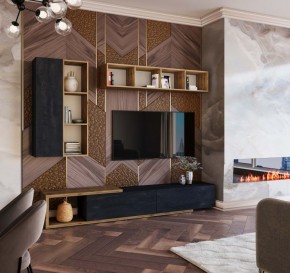 ХЛОЯ Гостиная (Дуб Вотан/Обсидиан) модульная в Елабуге - elabuga.ok-mebel.com | фото