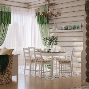 Комлект Вествик обеденный стол и четыре стула, массив сосны, цвет белый в Елабуге - elabuga.ok-mebel.com | фото 1
