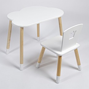Комплект детский стол ОБЛАЧКО и стул КОРОНА ROLTI Baby (белая столешница/белое сиденье/береза ножки) в Елабуге - elabuga.ok-mebel.com | фото