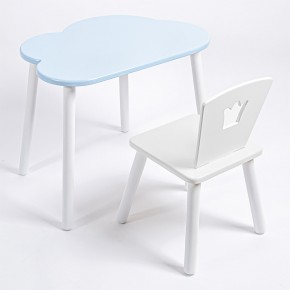 Комплект детский стол ОБЛАЧКО и стул КОРОНА ROLTI Baby (голубая  столешница/белое сиденье/белые ножки) в Елабуге - elabuga.ok-mebel.com | фото