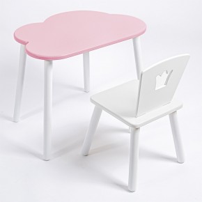 Комплект детский стол ОБЛАЧКО и стул КОРОНА ROLTI Baby (розовая столешница/белое сиденье/белые ножки) в Елабуге - elabuga.ok-mebel.com | фото