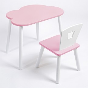 Комплект детский стол ОБЛАЧКО и стул КОРОНА ROLTI Baby (розовая столешница/розовое сиденье/белые ножки) в Елабуге - elabuga.ok-mebel.com | фото