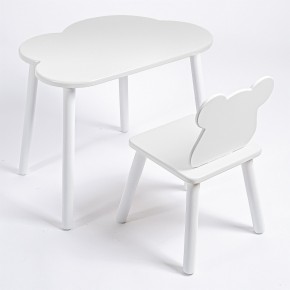 Комплект детский стол ОБЛАЧКО и стул МИШКА ROLTI Baby (белая столешница/белое сиденье/белые ножки) в Елабуге - elabuga.ok-mebel.com | фото