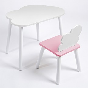 Комплект детский стол ОБЛАЧКО и стул ОБЛАЧКО ROLTI Baby (белая столешница/розовое сиденье/белые ножки) в Елабуге - elabuga.ok-mebel.com | фото