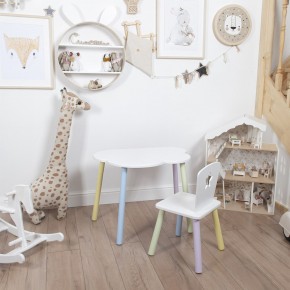 Комплект детский стол ОБЛАЧКО и стул ЗВЕЗДА ROLTI Baby (белая столешница/белое сиденье/цветные ножки) в Елабуге - elabuga.ok-mebel.com | фото