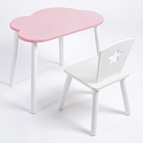 Комплект детский стол ОБЛАЧКО и стул ЗВЕЗДА ROLTI Baby (розовая столешница/белое сиденье/белые ножки) в Елабуге - elabuga.ok-mebel.com | фото