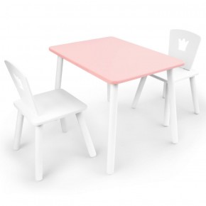 Комплект детской мебели стол и два стула Корона  (Розовый/Белый/Белый) в Елабуге - elabuga.ok-mebel.com | фото 1
