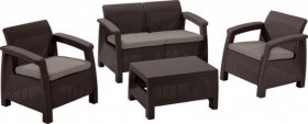 Комплект мебели Корфу сет (Corfu set) коричневый - серо-бежевый * в Елабуге - elabuga.ok-mebel.com | фото