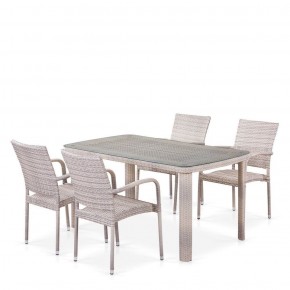 Комплект плетеной мебели T256C/Y376C-W85 Latte (4+1) + подушки на стульях в Елабуге - elabuga.ok-mebel.com | фото 1