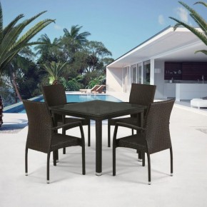 Комплект плетеной мебели T257A/YC379A-W53 Brown (4+1) + подушки на стульях в Елабуге - elabuga.ok-mebel.com | фото