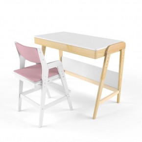 Комплект растущий стол и стул с чехлом 38 попугаев «Вуди» (Белый, Белый, Розовый) в Елабуге - elabuga.ok-mebel.com | фото