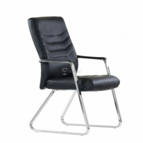 Кресло Barneo K-25 для посетителей и переговорных (хром, черная экокожа) в Елабуге - elabuga.ok-mebel.com | фото