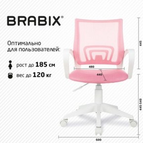 Кресло BRABIX "Fly MG-396W", с подлокотниками, пластик белый, сетка, розовое, 533008 в Елабуге - elabuga.ok-mebel.com | фото 5