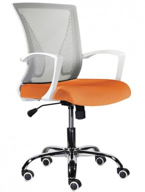 Кресло BRABIX "Wings MG-306", пластик белый, хром, сетка, серое/оранжевое, 532011 в Елабуге - elabuga.ok-mebel.com | фото