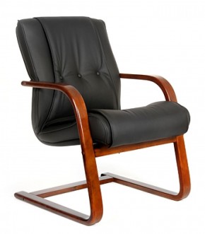 Кресло для посетителя CHAIRMAN  653 V (Кожа) Черное в Елабуге - elabuga.ok-mebel.com | фото