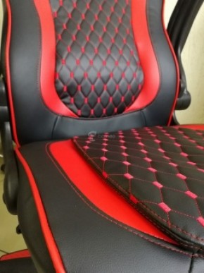 Кресло геймерское Barneo K-37 (черная экокожа красные вставки) в Елабуге - elabuga.ok-mebel.com | фото