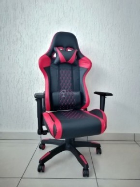 Кресло геймерское Barneo K-53 (черная экокожа красные вставки) в Елабуге - elabuga.ok-mebel.com | фото