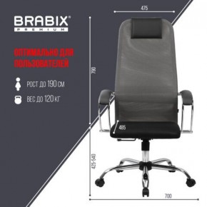 Кресло офисное BRABIX PREMIUM "Ultimate EX-800" хром, плотная двойная сетка Х2, черное/серое, 532912 в Елабуге - elabuga.ok-mebel.com | фото 3