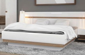Кровать 140/TYP 91-01 с подъемником, LINATE ,цвет белый/сонома трюфель в Елабуге - elabuga.ok-mebel.com | фото