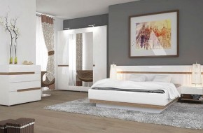 Кровать 160/TYP 92, LINATE ,цвет белый/сонома трюфель в Елабуге - elabuga.ok-mebel.com | фото 3