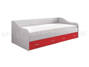 ВЕГА АЛФАВИТ Кровать 900 с настилом ЛДСП (Белый/Красный) в Елабуге - elabuga.ok-mebel.com | фото