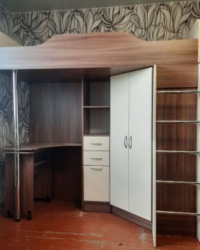 Кровать-чердак Бриз-1 УНИ (Ясень темный/светлый) в Елабуге - elabuga.ok-mebel.com | фото 5