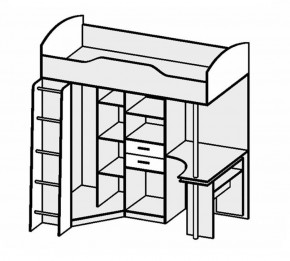 Кровать-чердак Бриз-1 УНИ (Ясень темный/светлый) в Елабуге - elabuga.ok-mebel.com | фото 2