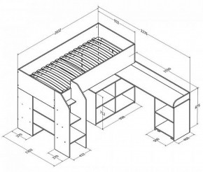 Кровать-чердак "Теремок-2" Дуб молочный/Розовый в Елабуге - elabuga.ok-mebel.com | фото 3