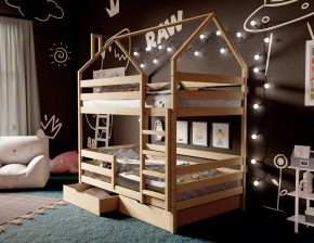 Кровать-домик двухъярусная 80*190 без покраски в Елабуге - elabuga.ok-mebel.com | фото