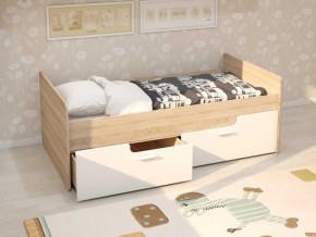 Кровать Умка К-001 + ящики (Дуб Сонома/Белый глянец) в Елабуге - elabuga.ok-mebel.com | фото