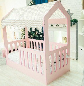 Кровать-домик без ящика 800*1600 (Розовый) в Елабуге - elabuga.ok-mebel.com | фото