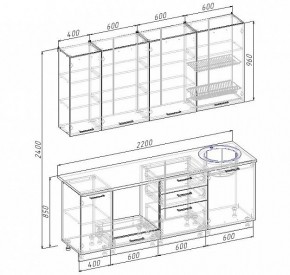 Кухонный гарнитур Антрацит 2200 (Стол. 26мм) в Елабуге - elabuga.ok-mebel.com | фото 3