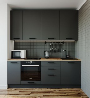 Кухонный гарнитур Антрацит 2200 (Стол. 38мм) в Елабуге - elabuga.ok-mebel.com | фото